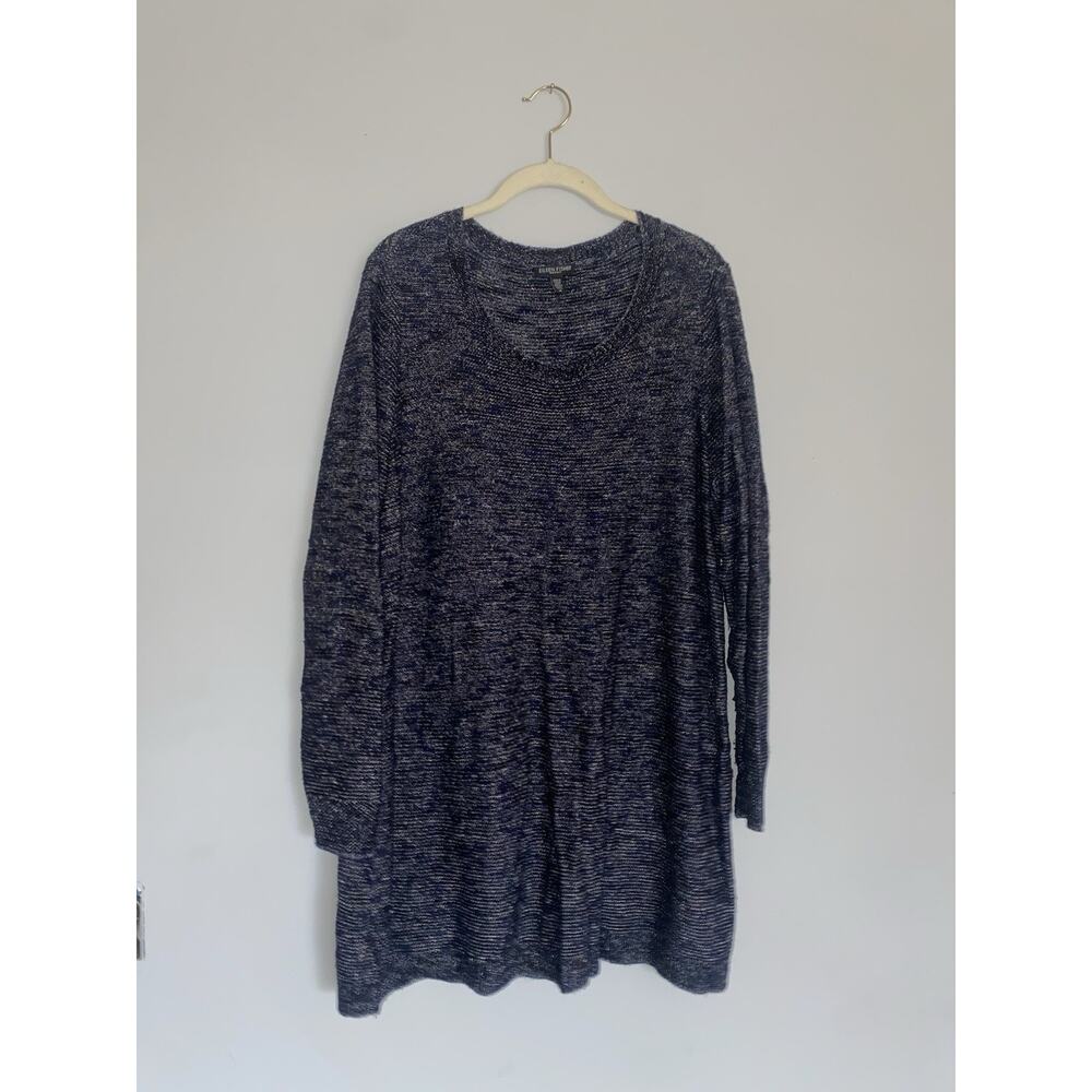 EILEEN FISHER Dress Or Tunic 1X Karma Jacquard Long Sleeve Blue